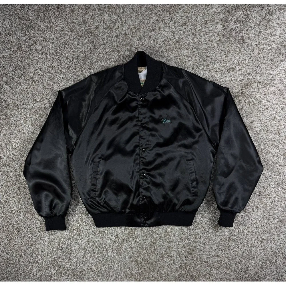 Vintage Auburn Sportwear Let's Make A Deal Satin Bomber Jacket Men's Large